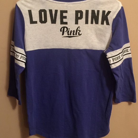 Nice baseball tee blue white and black. By Pink - Picture 2 of 3